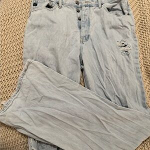 KanCan light wash flare jeans. Distressed.